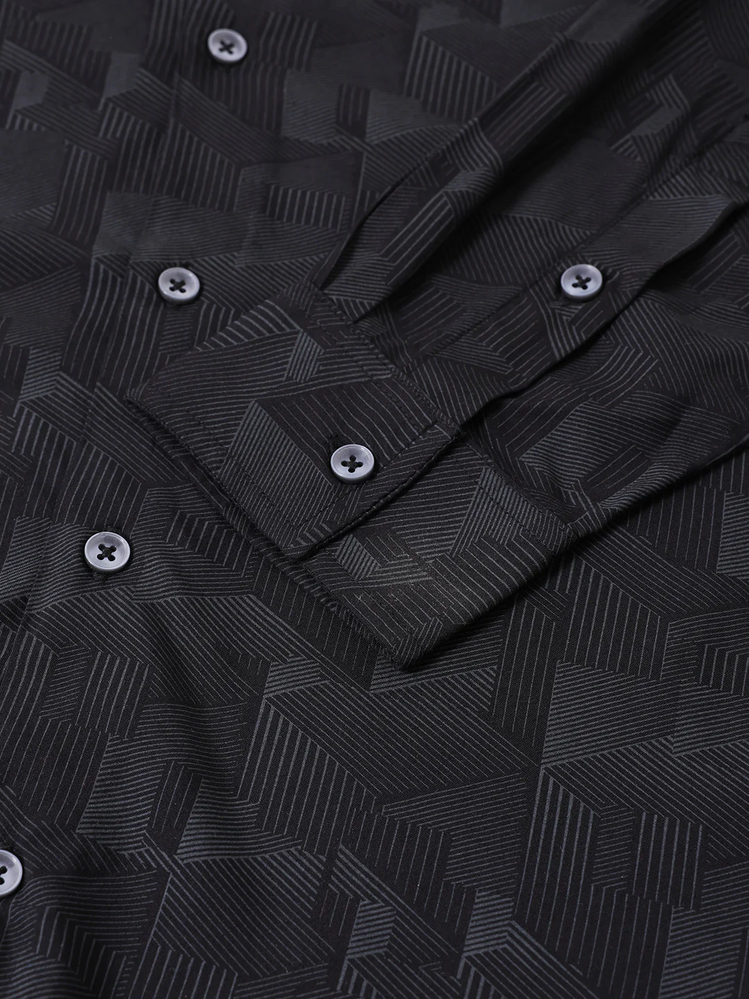 Men's Black Regular Fit Printed Print Shirt - Image 9
