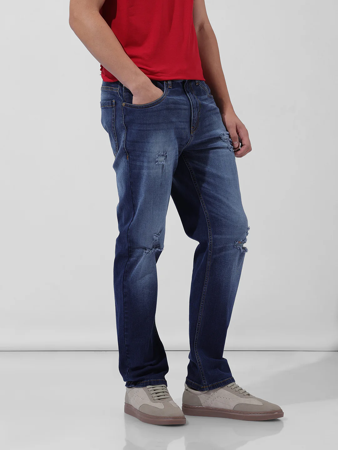 Men's Blue Regular Fit Casual Jeans - Image 3