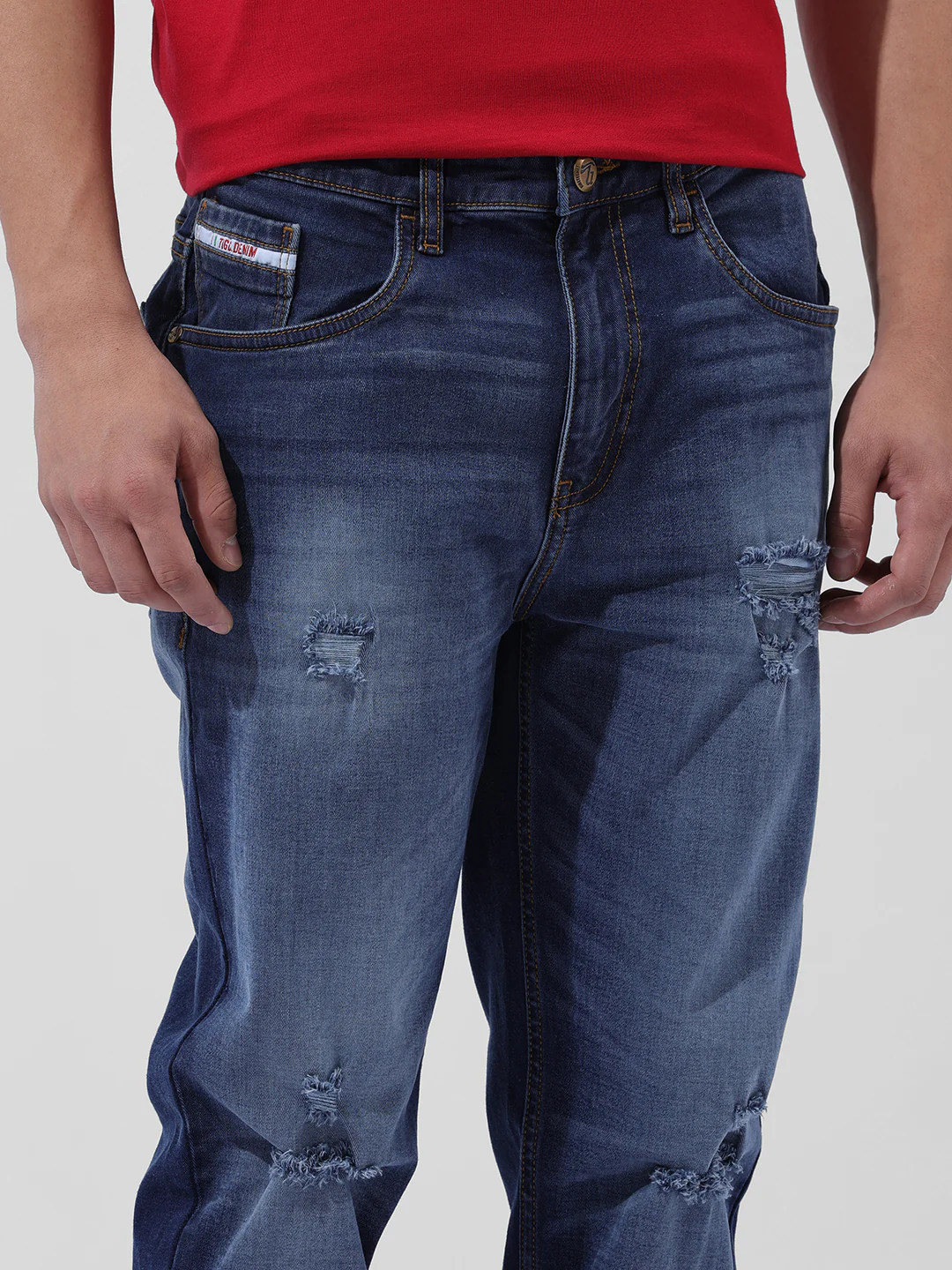 Men's Blue Regular Fit Casual Jeans - Image 4