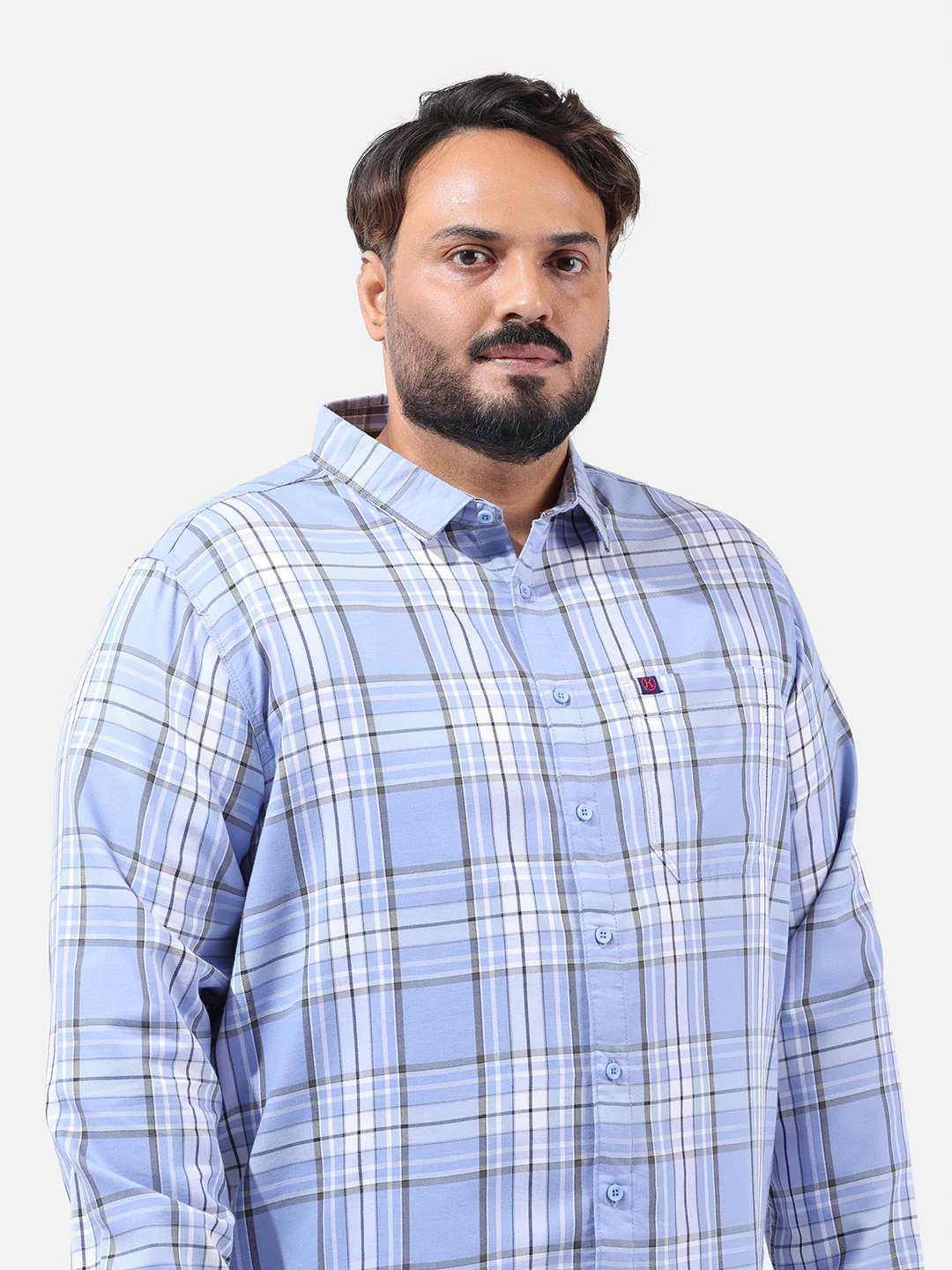 Men's Light Blue Regular Fit Checked Casual Shirt - Image 5