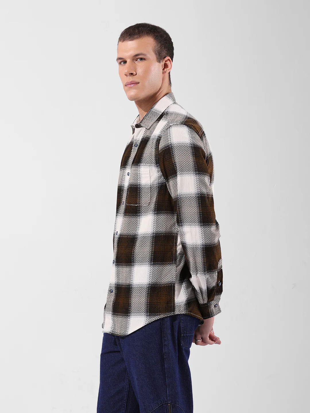 Men's Navy Blue Regular Fit Printed Casual Shirt - Image 2