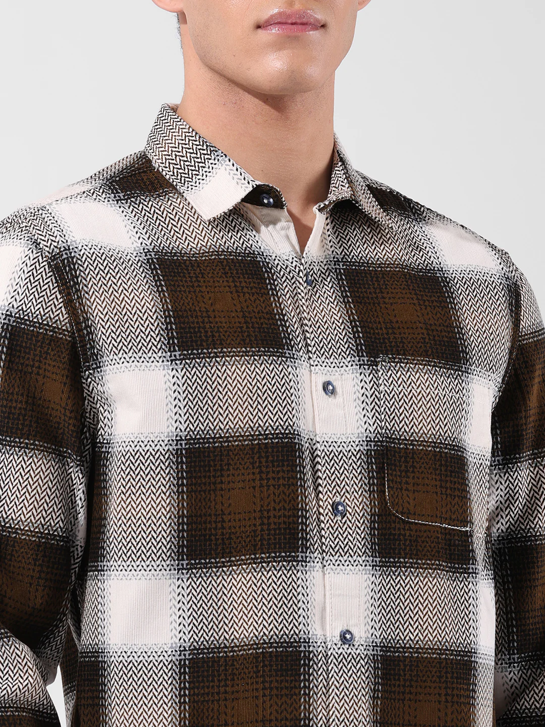 Men's Navy Blue Regular Fit Printed Casual Shirt - Image 3