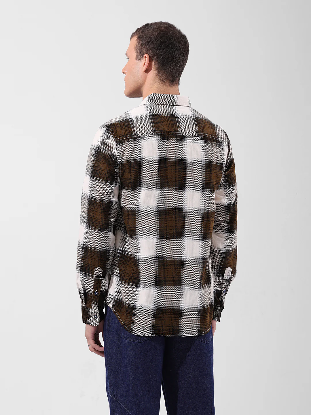 Men's Navy Blue Regular Fit Printed Casual Shirt - Image 5