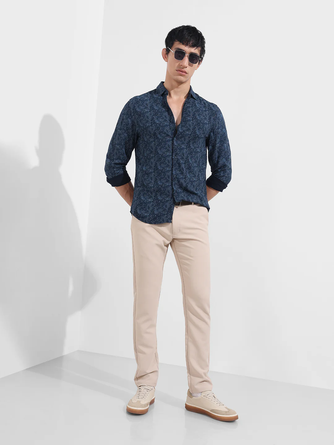 Men's Blue Regular Fit Printed Print Shirt - Image 2