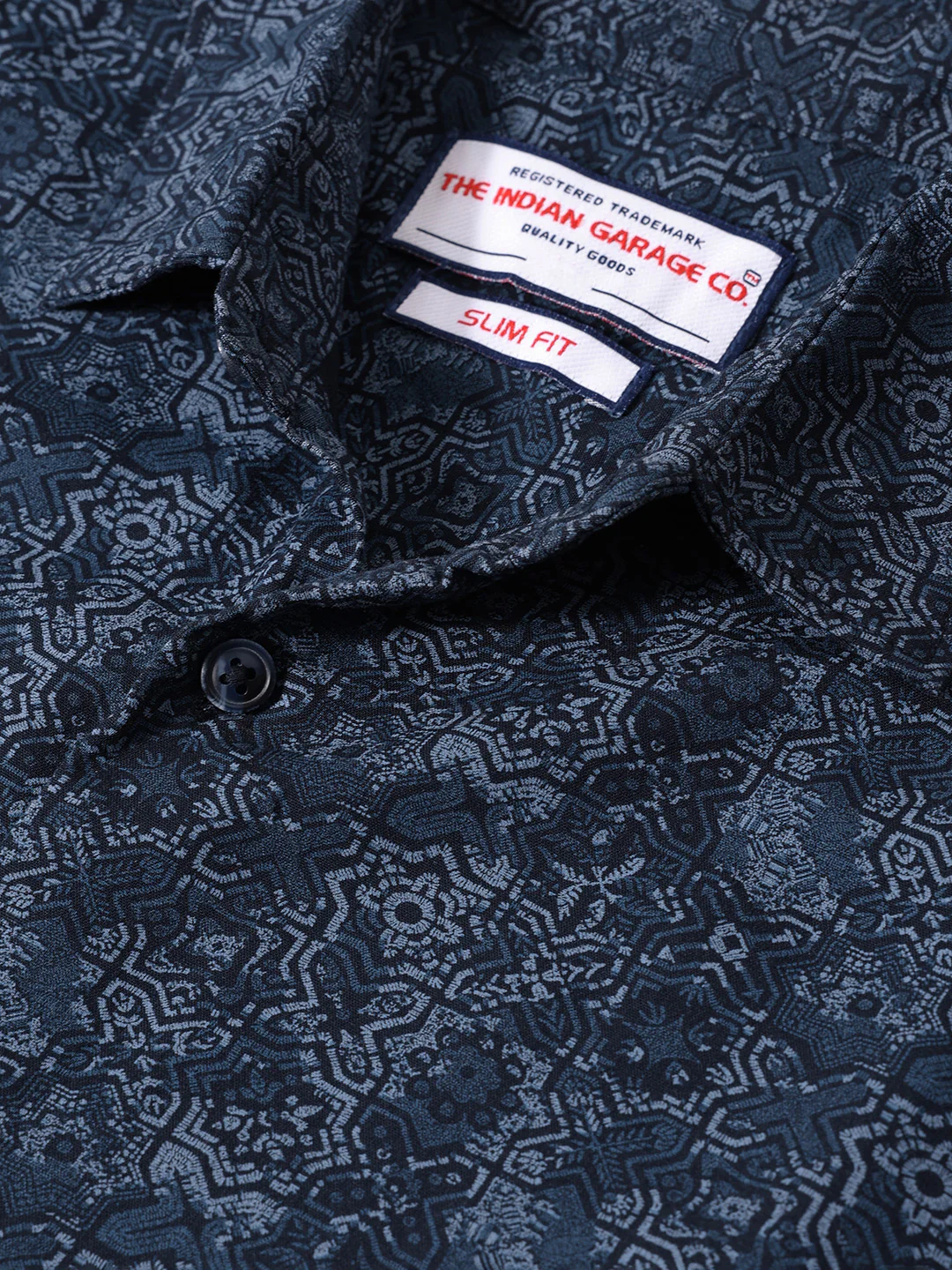 Men's Blue Regular Fit Printed Print Shirt - Image 3