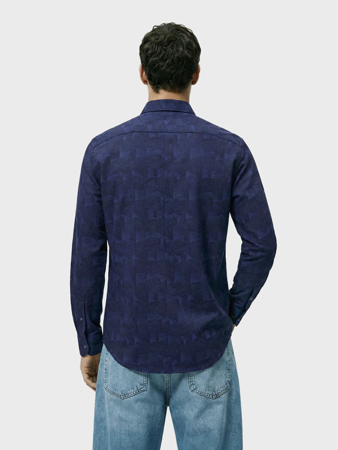 Men's Blue Regular Fit Printed Print Shirt - Image 2