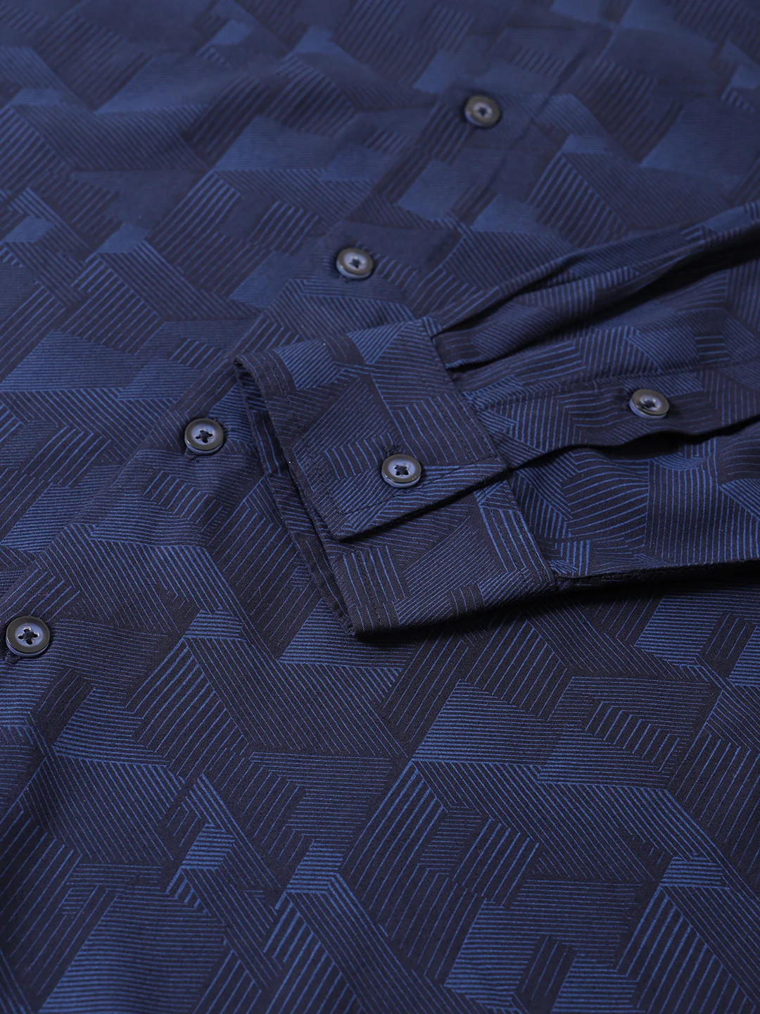 Men's Blue Regular Fit Printed Print Shirt - Image 3