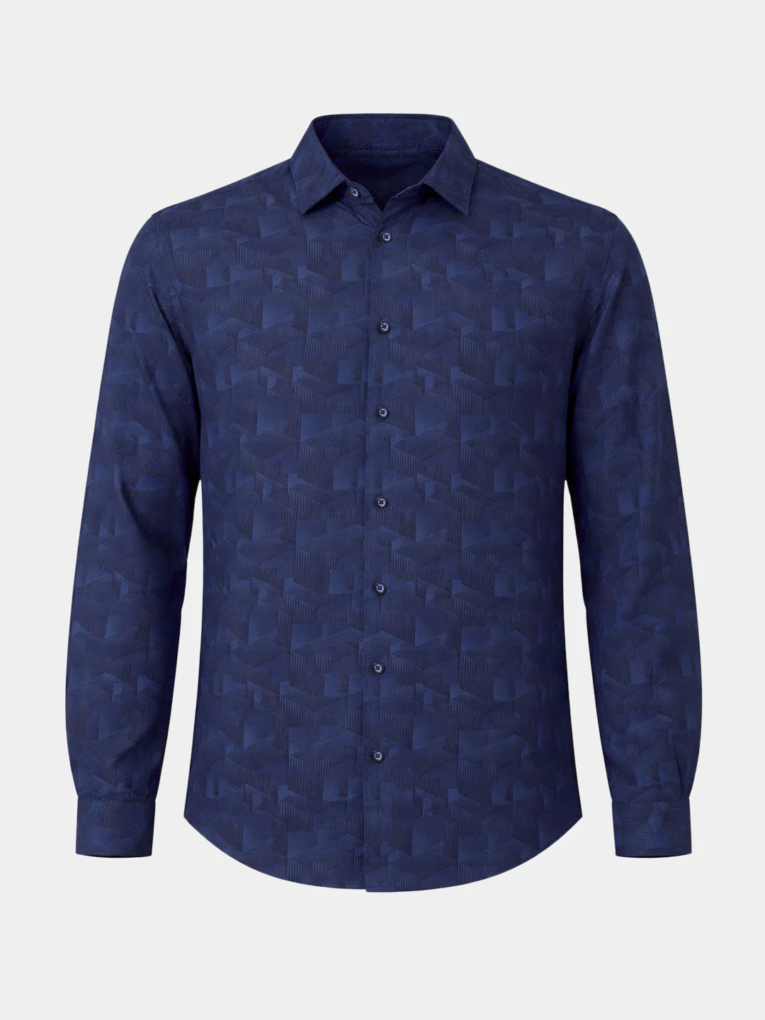 Men's Blue Regular Fit Printed Print Shirt - Image 4