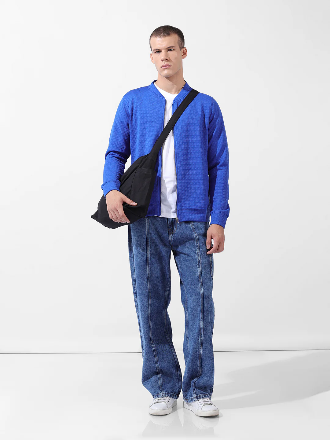 Men's Galactic Cobalt Regular Fit Textured Casual Sweatshirts - Image 10