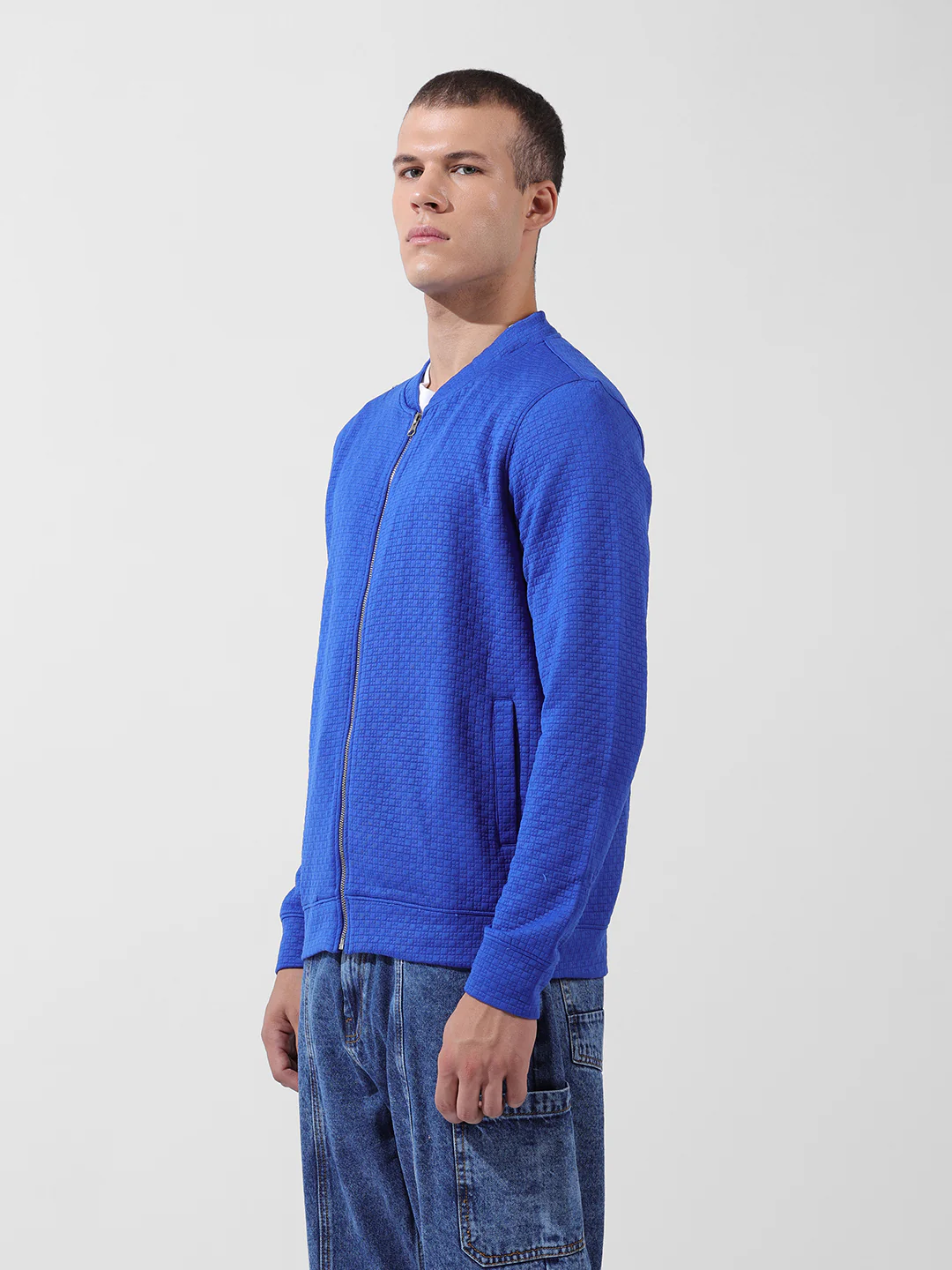 Men's Galactic Cobalt Regular Fit Textured Casual Sweatshirts - Image 4
