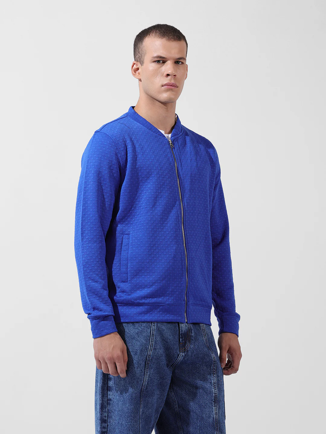 Men's Galactic Cobalt Regular Fit Textured Casual Sweatshirts - Image 5