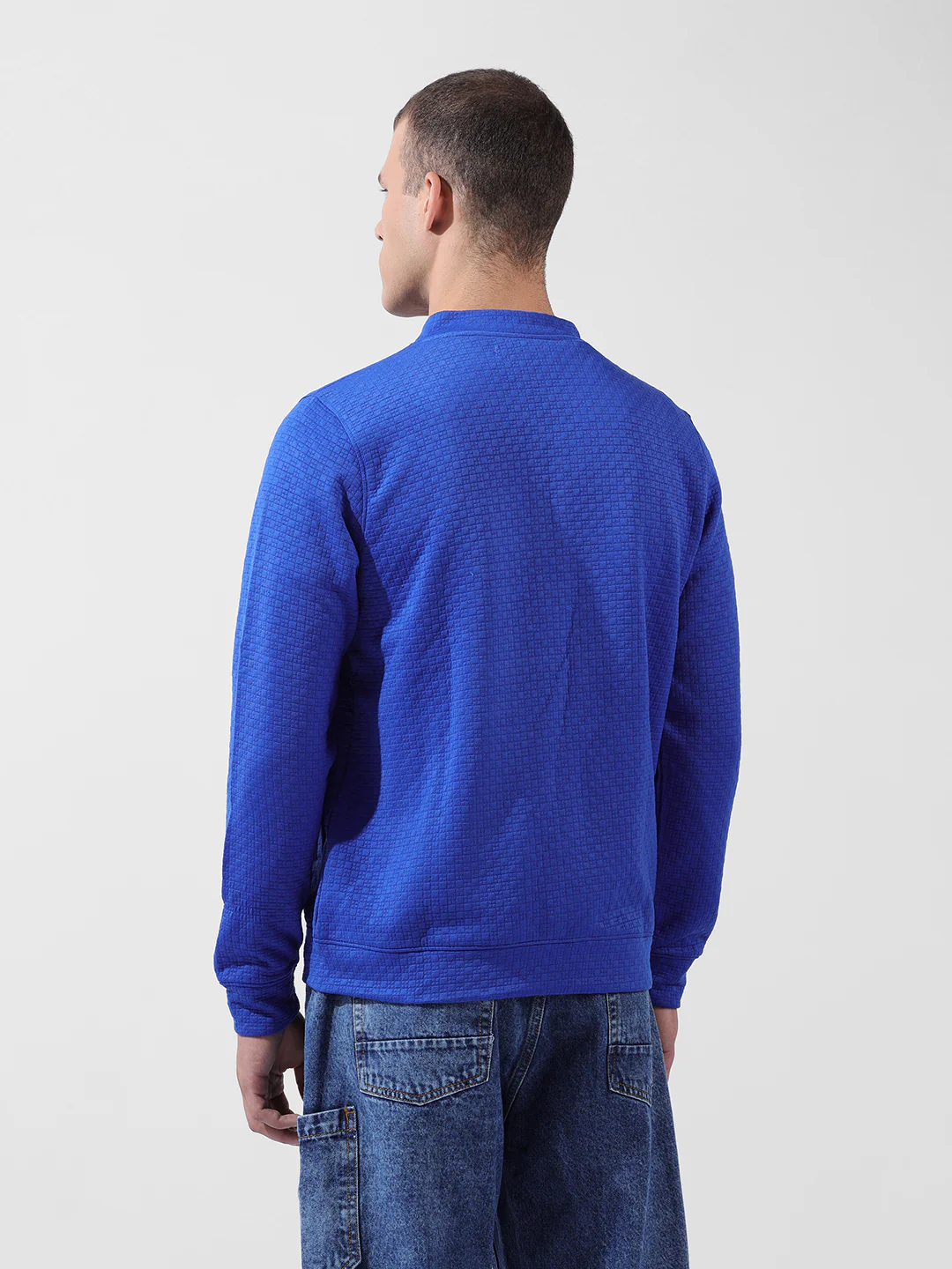 Men's Galactic Cobalt Regular Fit Textured Casual Sweatshirts - Image 6