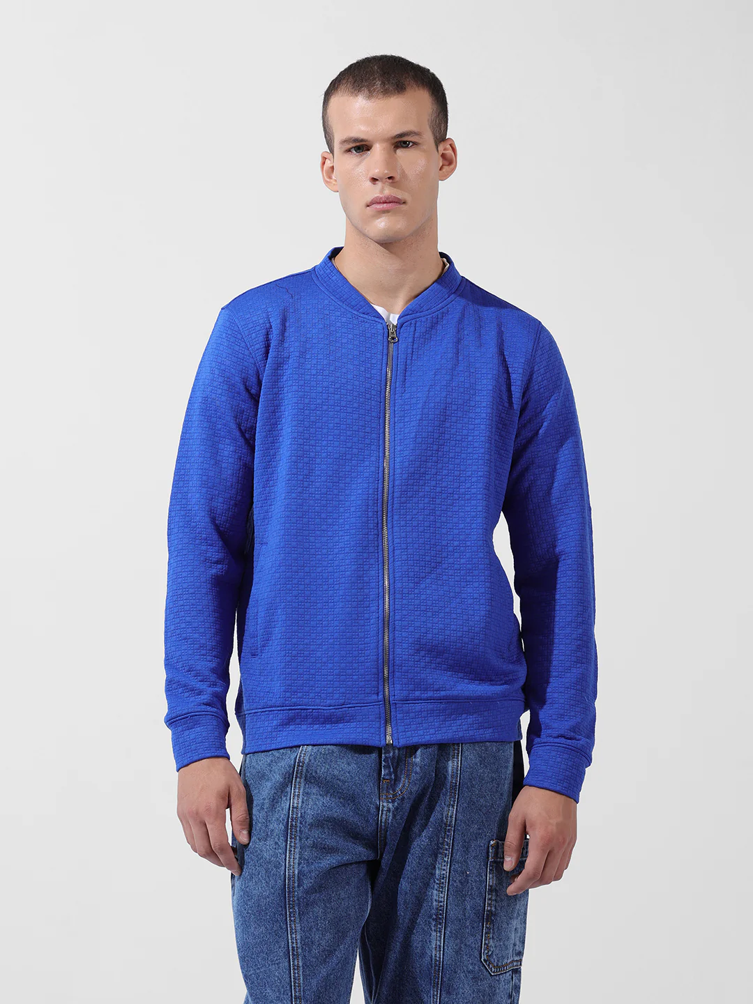 Men's Galactic Cobalt Regular Fit Textured Casual Sweatshirts - Image 9