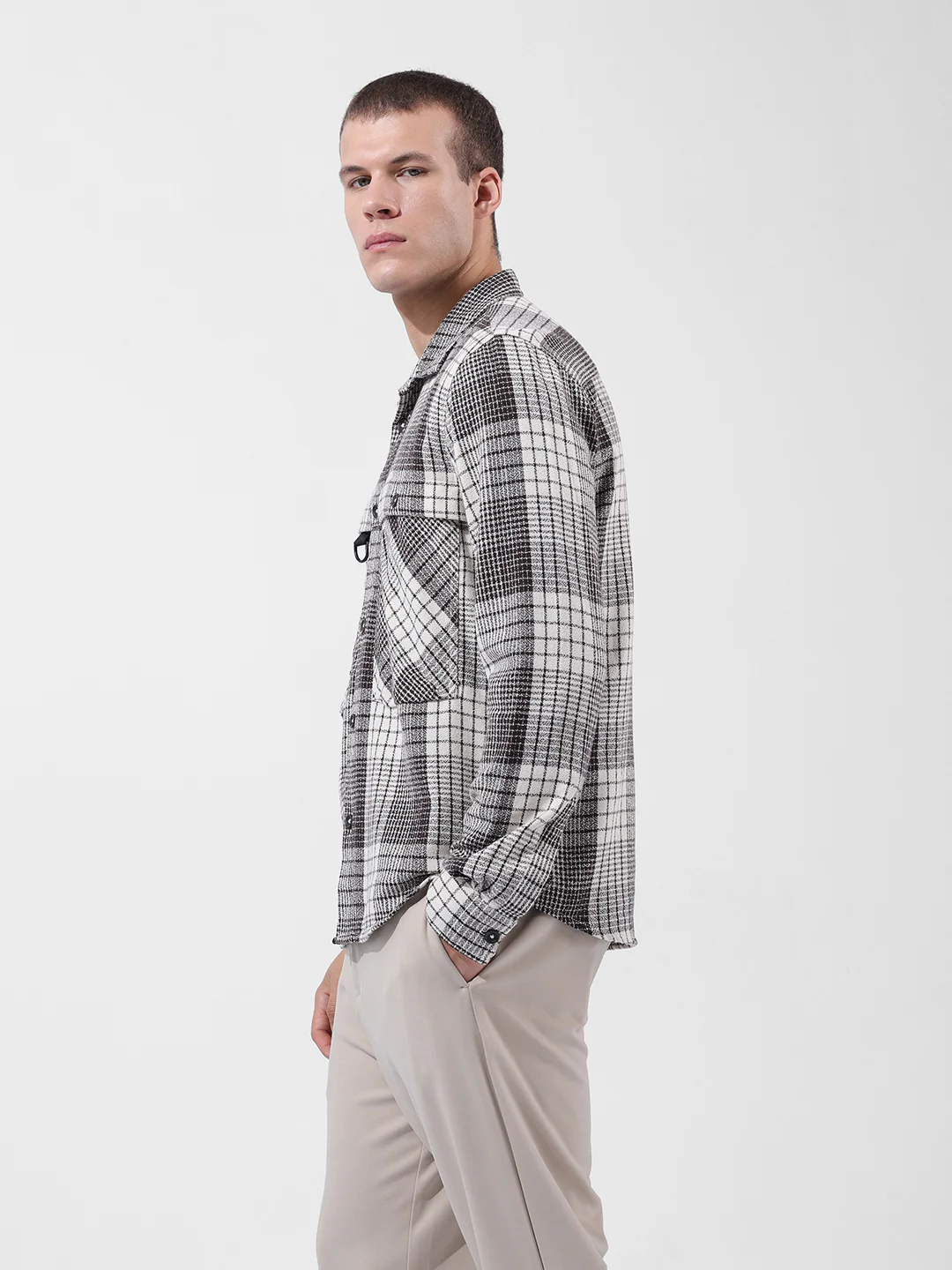 Men's Brown Regular Fit Checkered Casual Shirt - Image 2