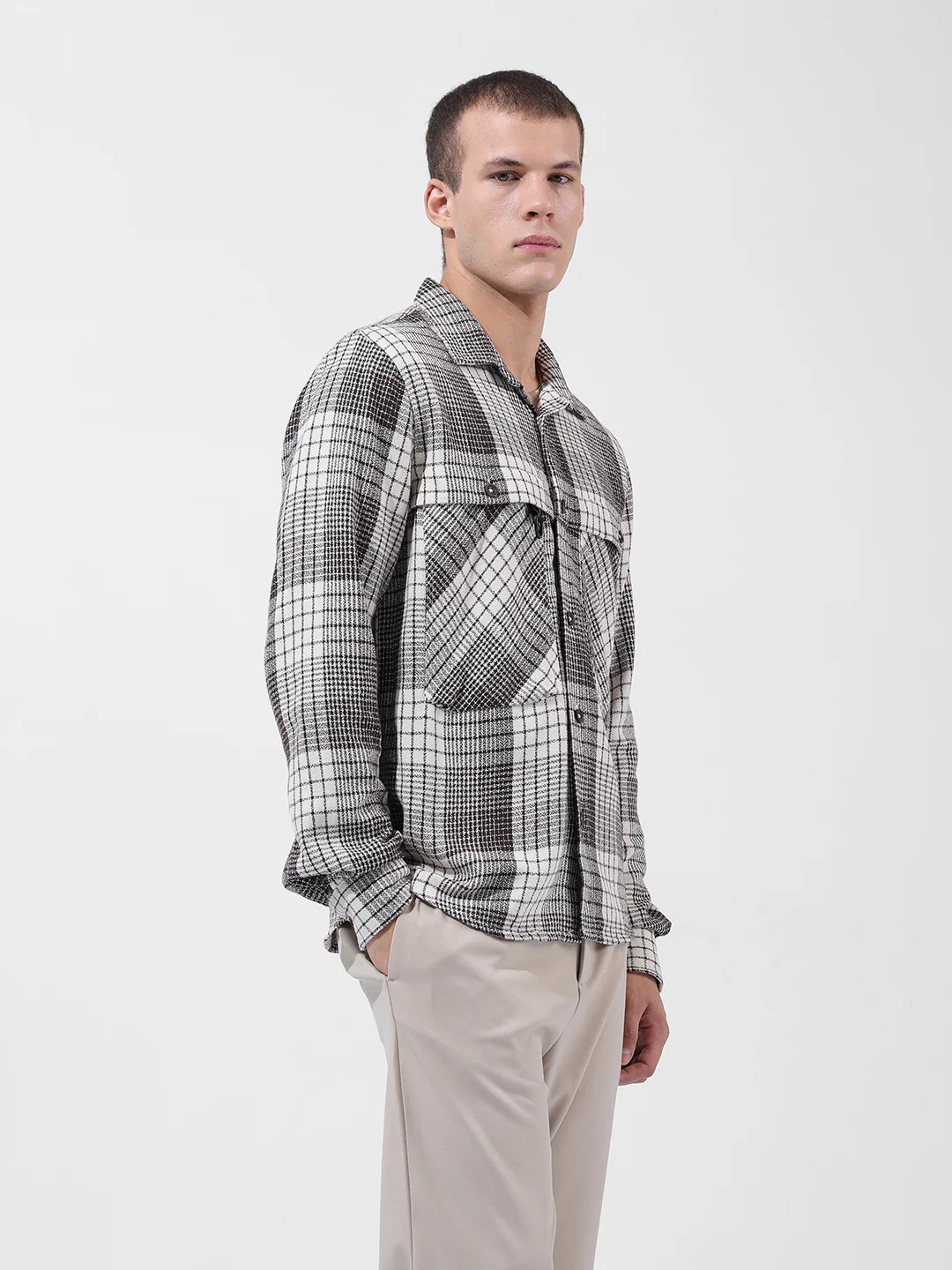 Men's Brown Regular Fit Checkered Casual Shirt - Image 4