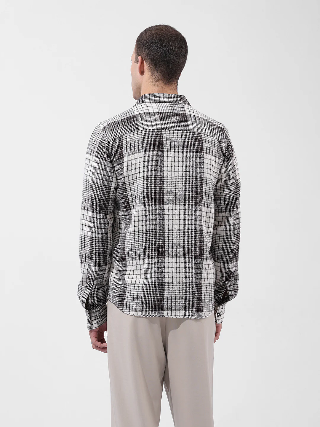 Men's Brown Regular Fit Checkered Casual Shirt - Image 5