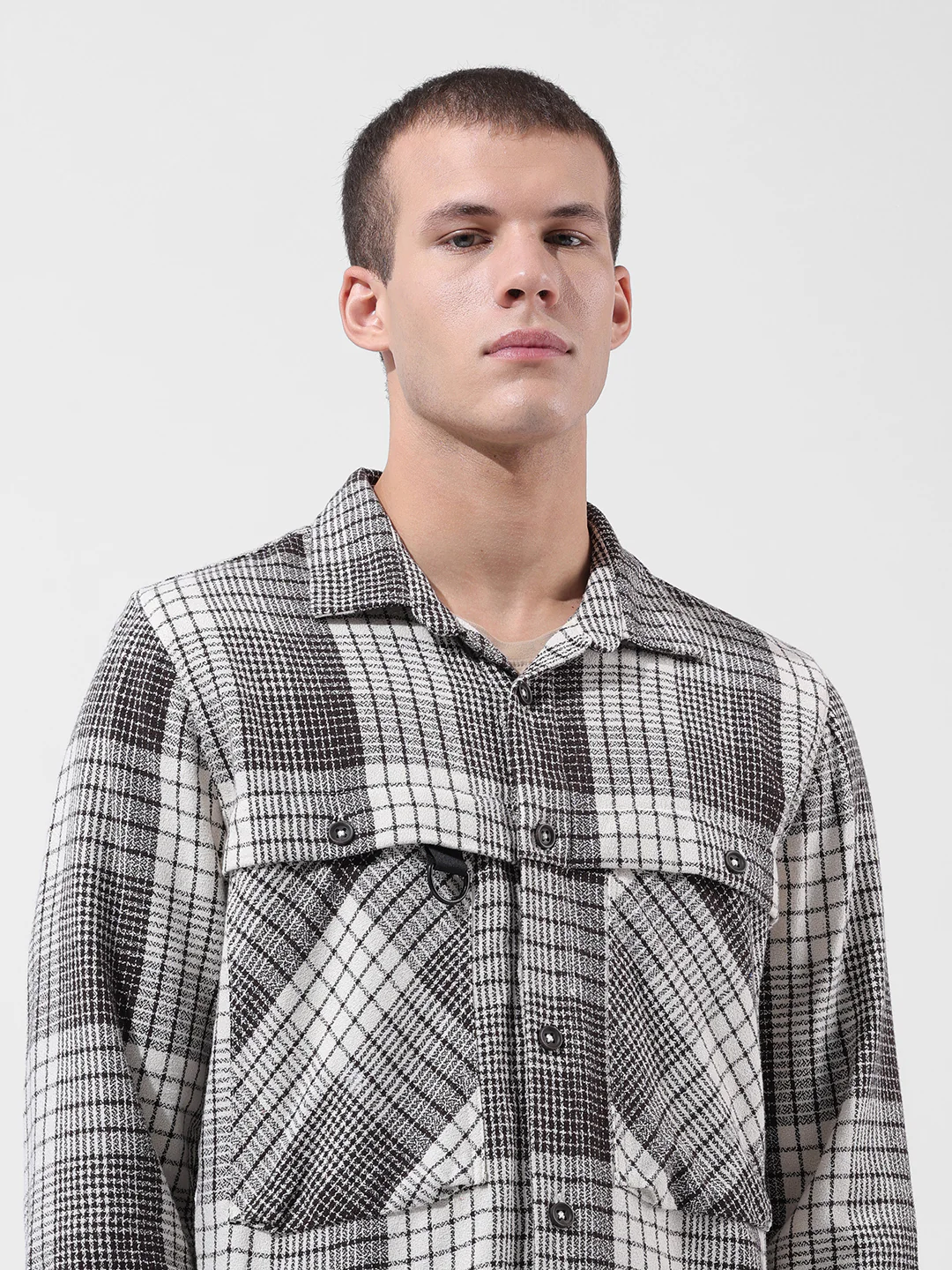 Men's Brown Regular Fit Checkered Casual Shirt - Image 6