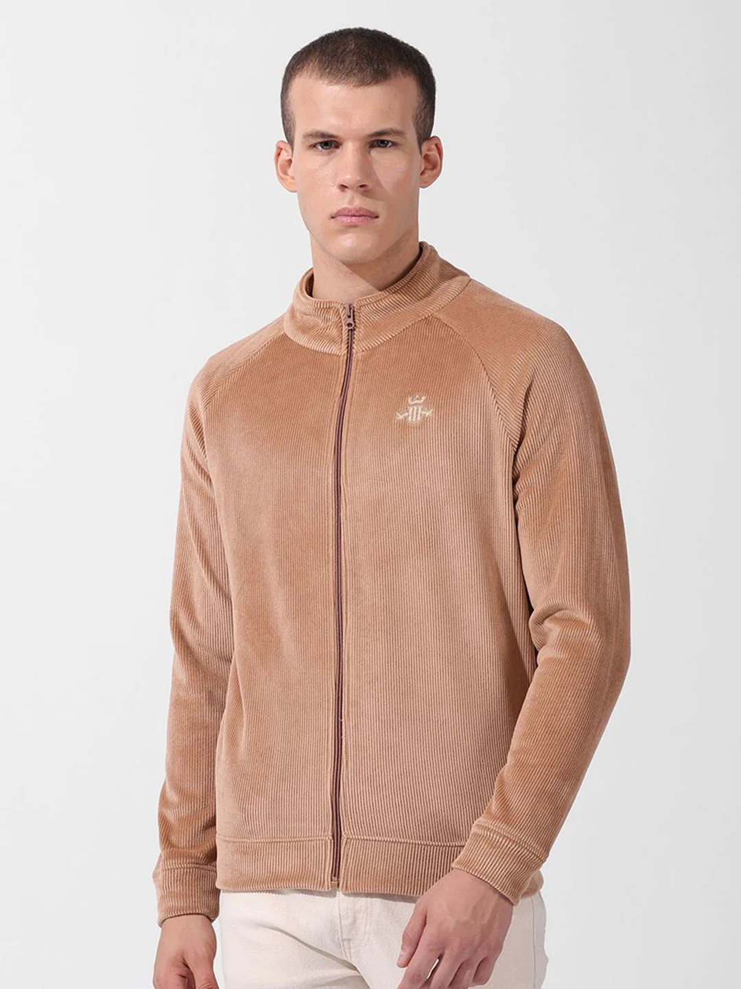 Men's Taupe Regular Fit Textured Casual Sweatshirts - Image 3