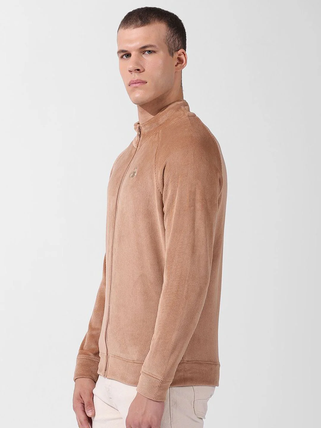 Men's Taupe Regular Fit Textured Casual Sweatshirts - Image 4