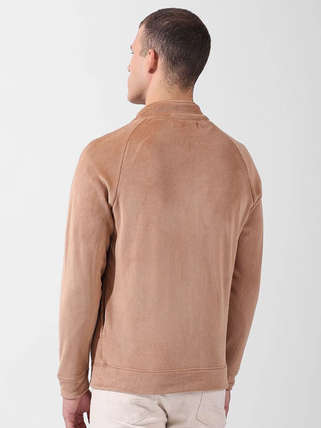 Men's Taupe Regular Fit Textured Casual Sweatshirts - Image 6