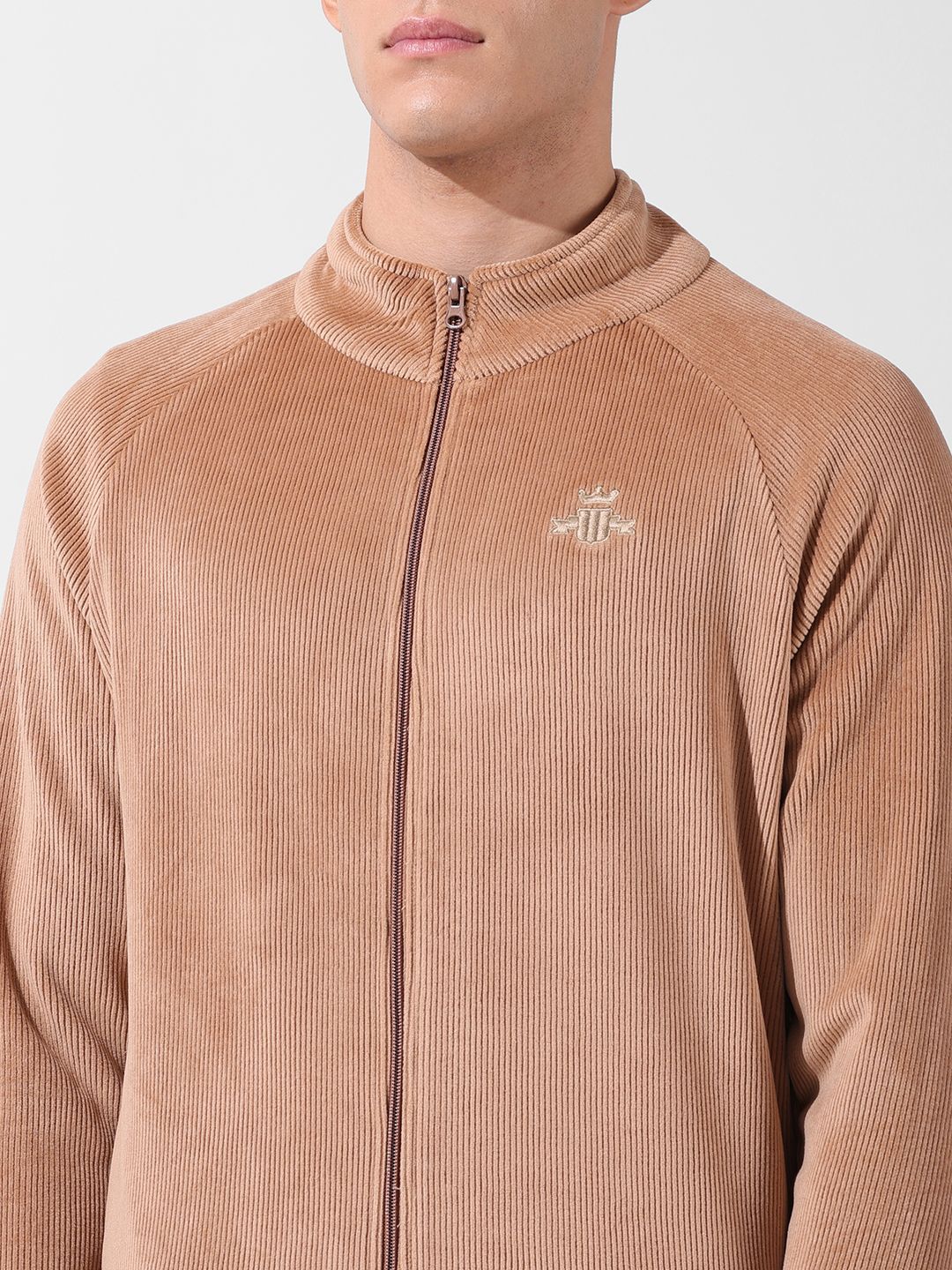 Men's Taupe Regular Fit Textured Casual Sweatshirts - Image 7