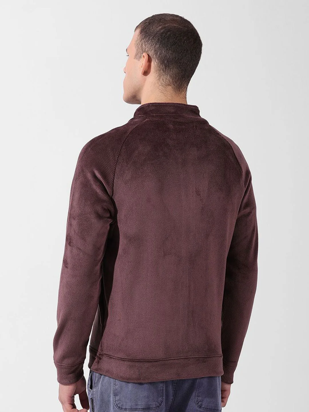 Men's Ground Coffee Regular Fit Textured Casual Sweatshirts - Image 6