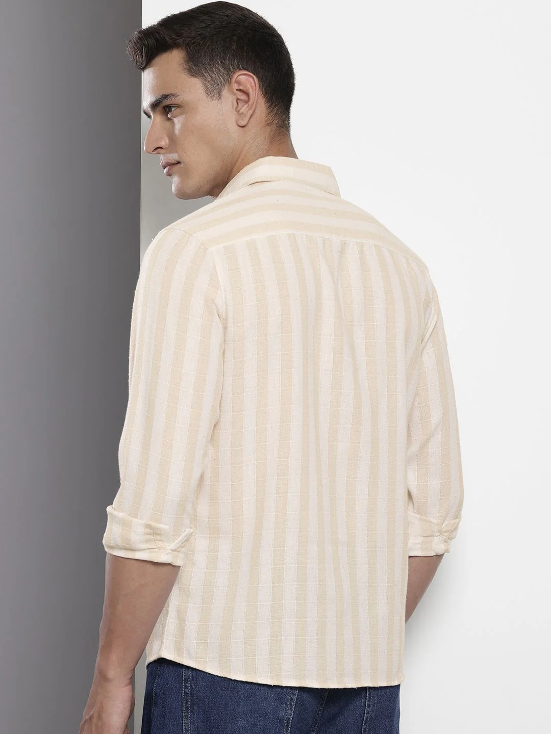 Men's Natural Regular Fit Checkered Casual Shirt - Image 4