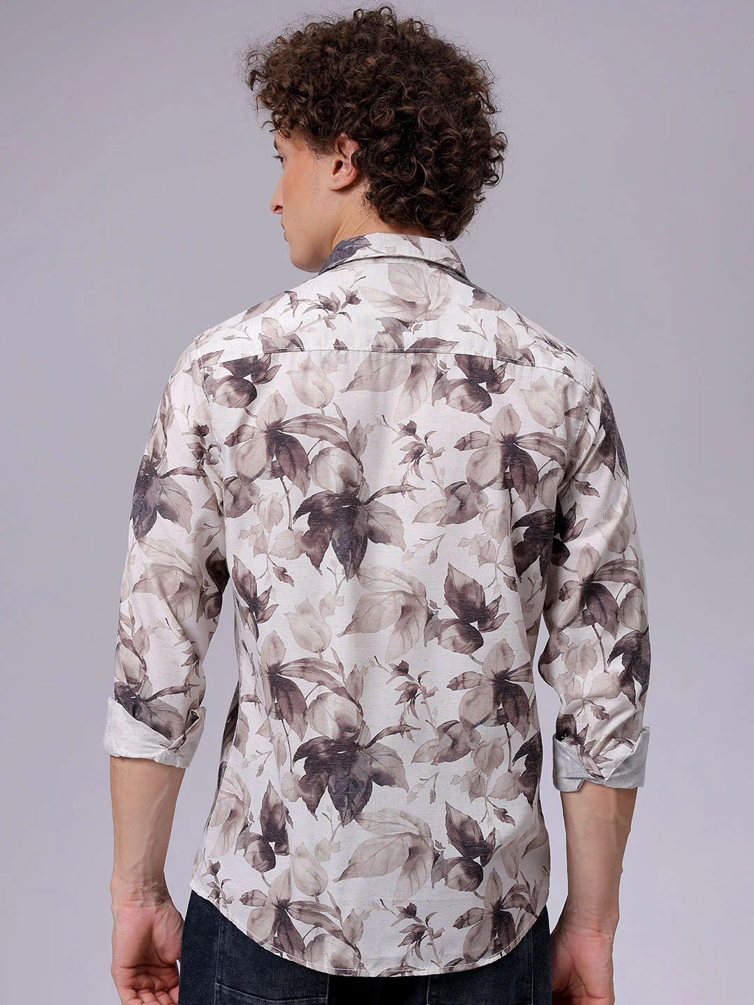 Men's Beige Regular Fit Floral Print Resort Wear Shirt - Image 6
