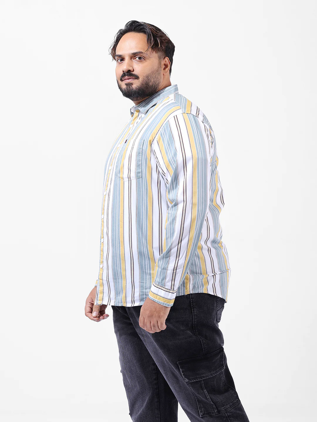 Men's Multicolor Regular Fit Striped Casual Shirt - Image 3