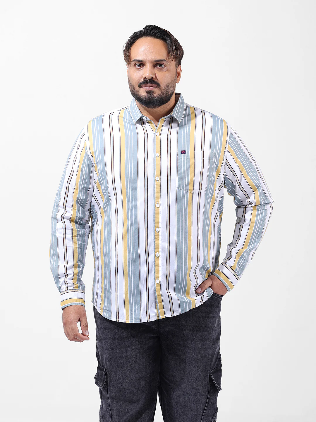 Men's Multicolor Regular Fit Striped Casual Shirt - Image 7
