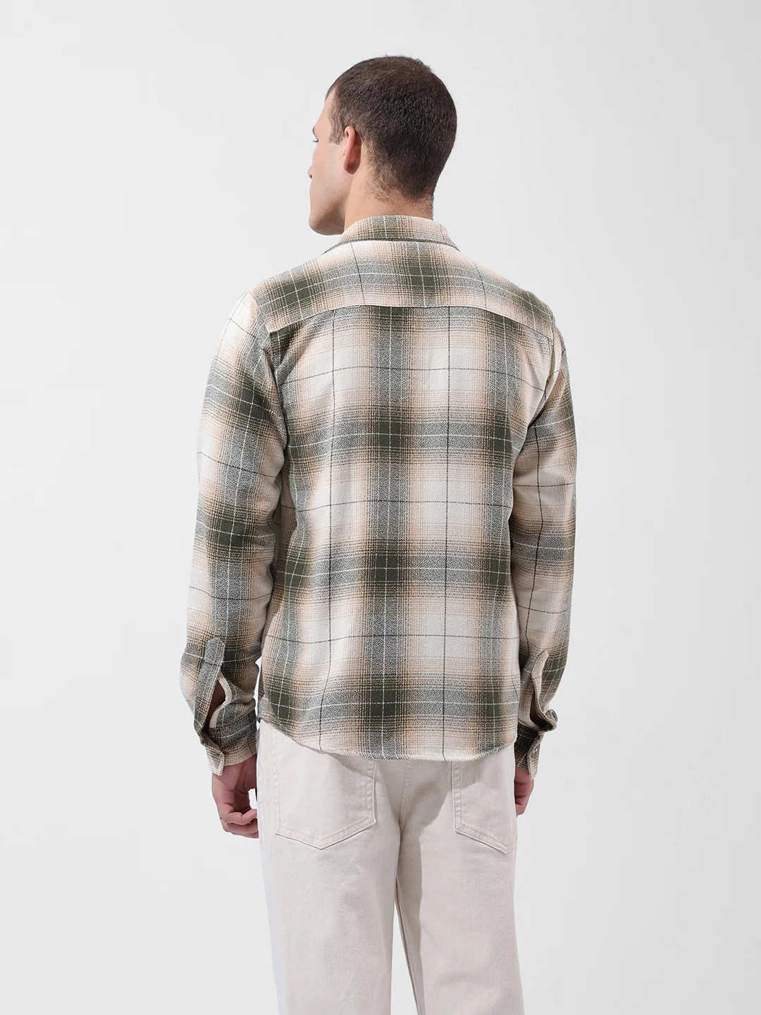 Men's Green Regular Fit Checkered Casual Shirt - Image 5