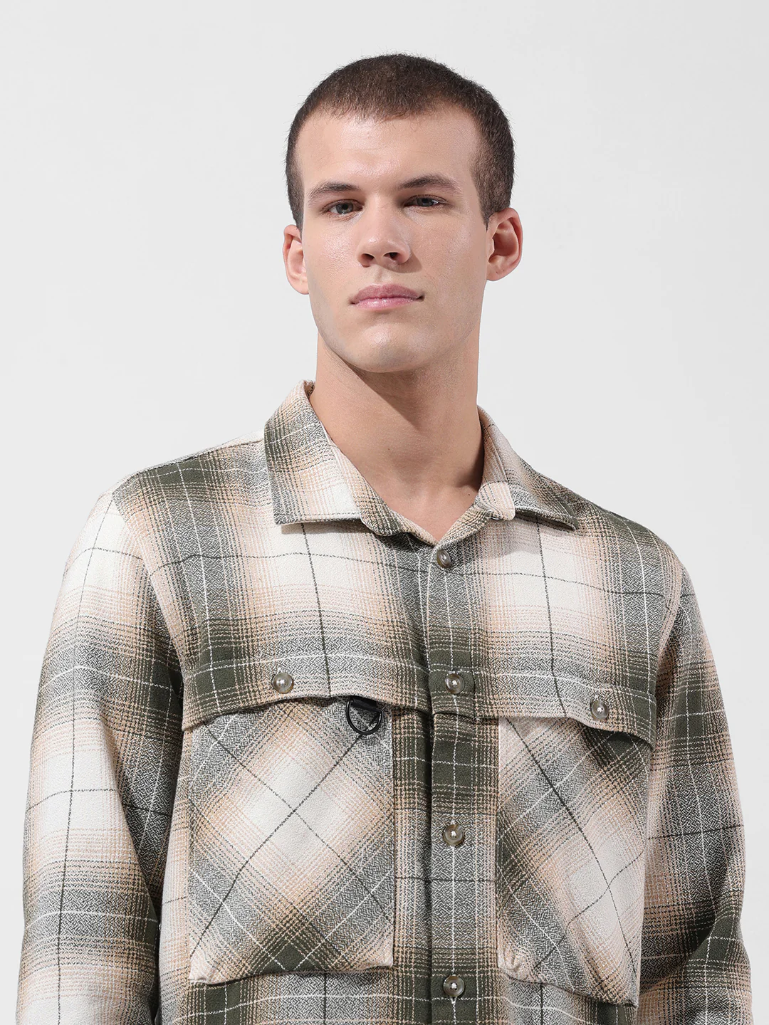 Men's Green Regular Fit Checkered Casual Shirt - Image 6