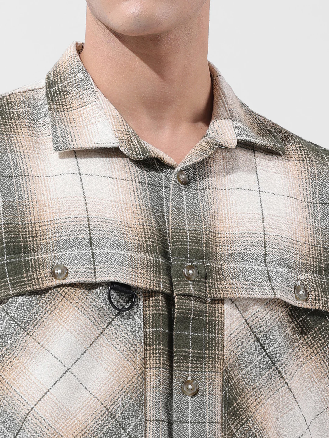 Men's Green Regular Fit Checkered Casual Shirt - Image 7