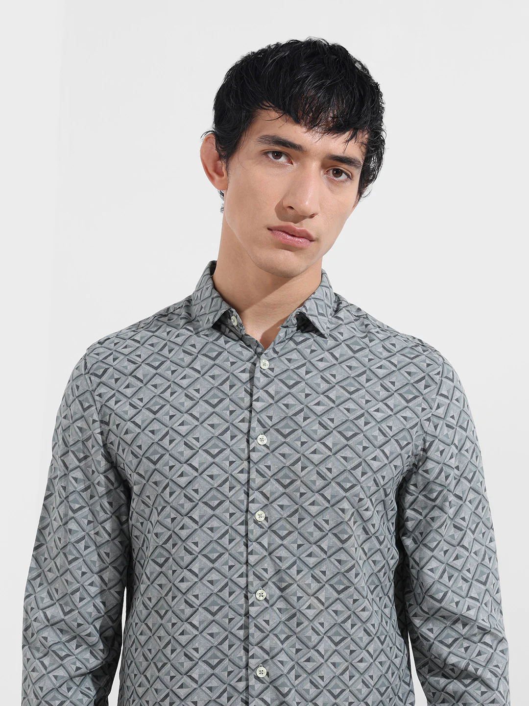 Men's Green Regular Fit Printed Print Shirt - Image 5