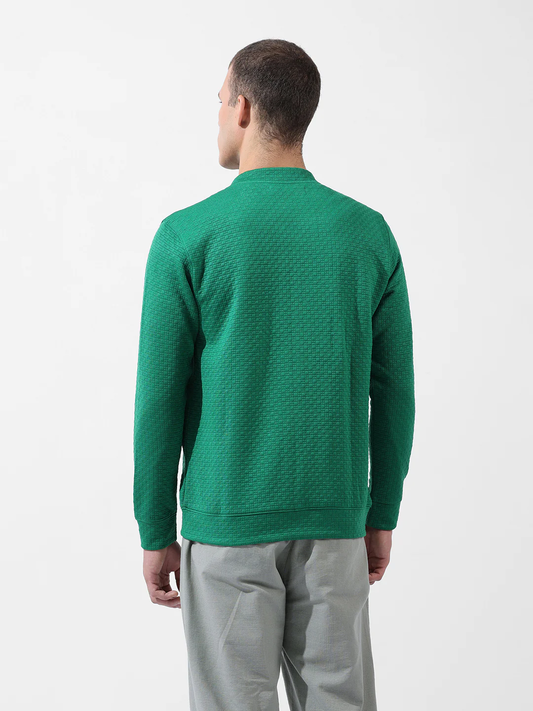 Men's Sport Green Regular Fit Textured Casual Sweatshirts - Image 10