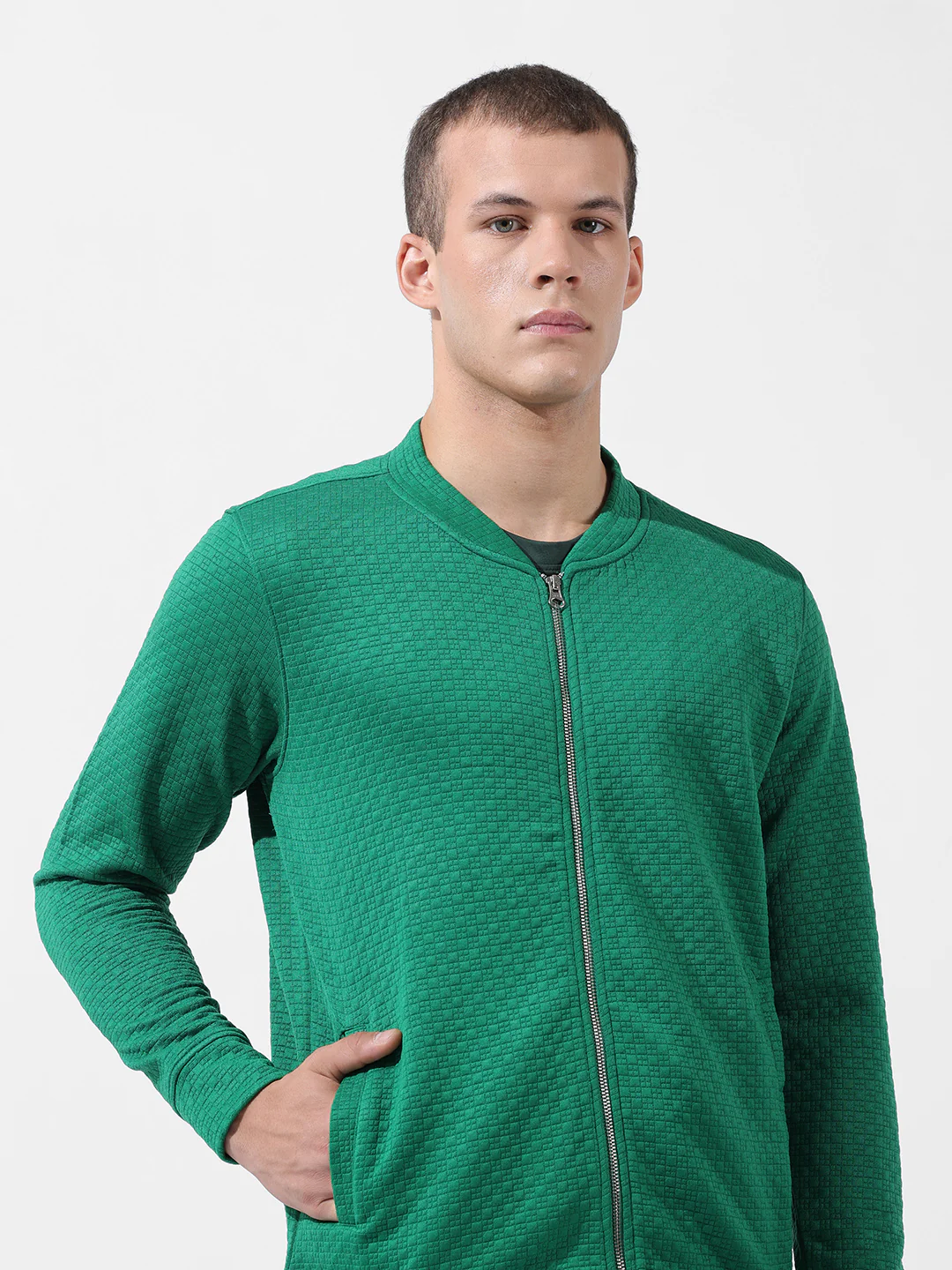 Men's Sport Green Regular Fit Textured Casual Sweatshirts - Image 8