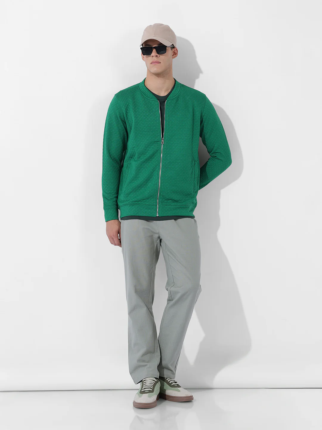Men's Sport Green Regular Fit Textured Casual Sweatshirts - Image 9