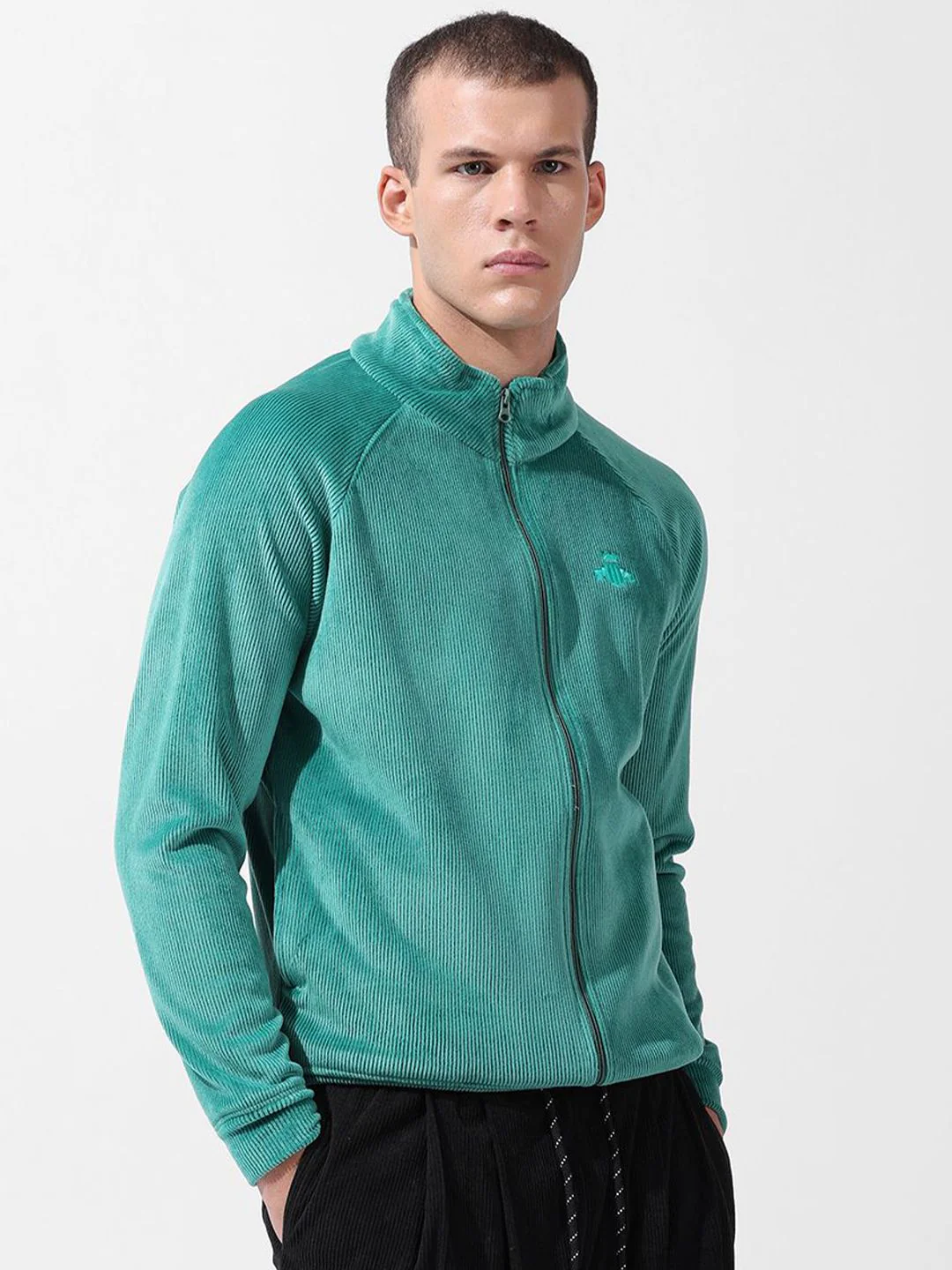 Men's Jelly Green Regular Fit Textured Casual Sweatshirts - Image 2
