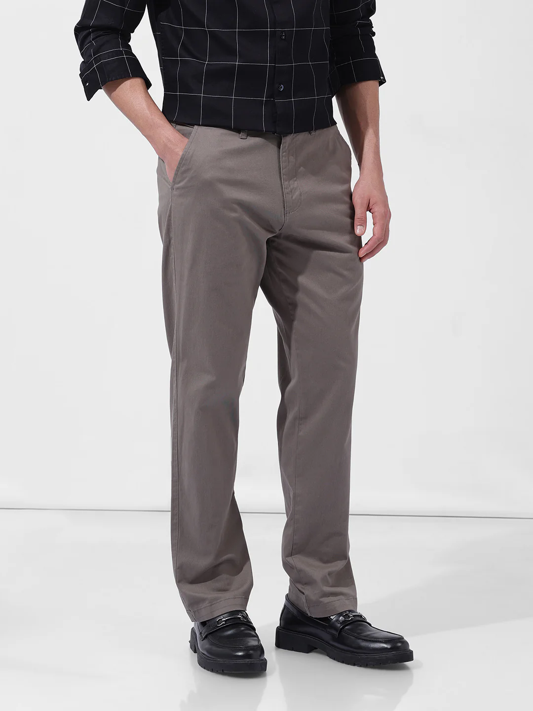 Men's Stone Regular Fit Solid Casual Chinos - Image 3