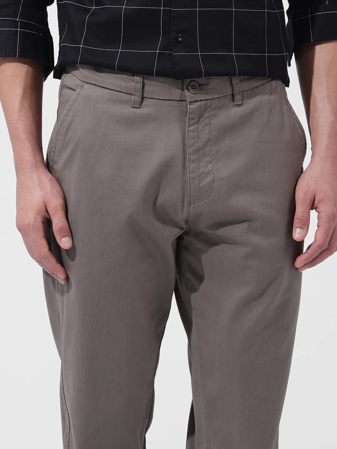 Men's Stone Regular Fit Solid Casual Chinos - Image 4
