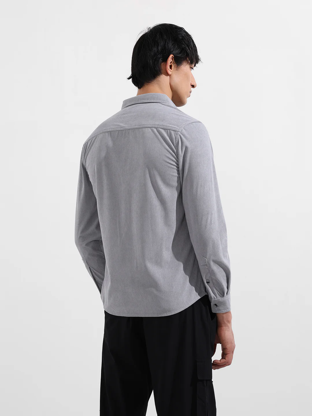 Men's Grey Regular Fit Solid Casual Shirt - Image 5