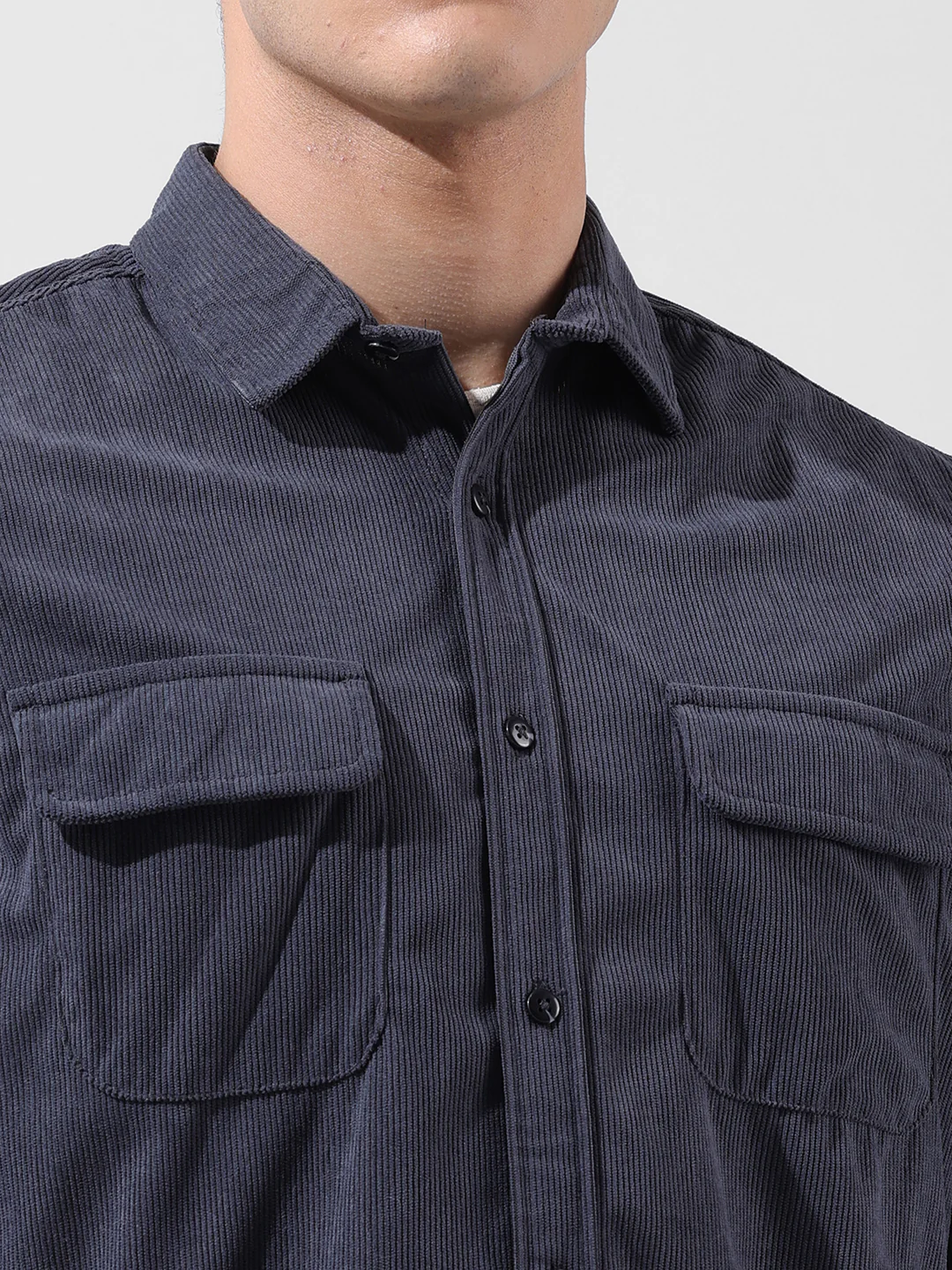 Men's Grey Regular Fit Embroided Street Shirt - Image 3