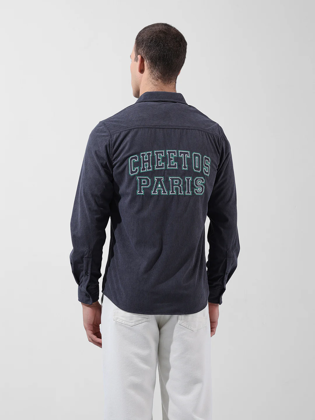 Men's Grey Regular Fit Embroided Street Shirt - Image 5