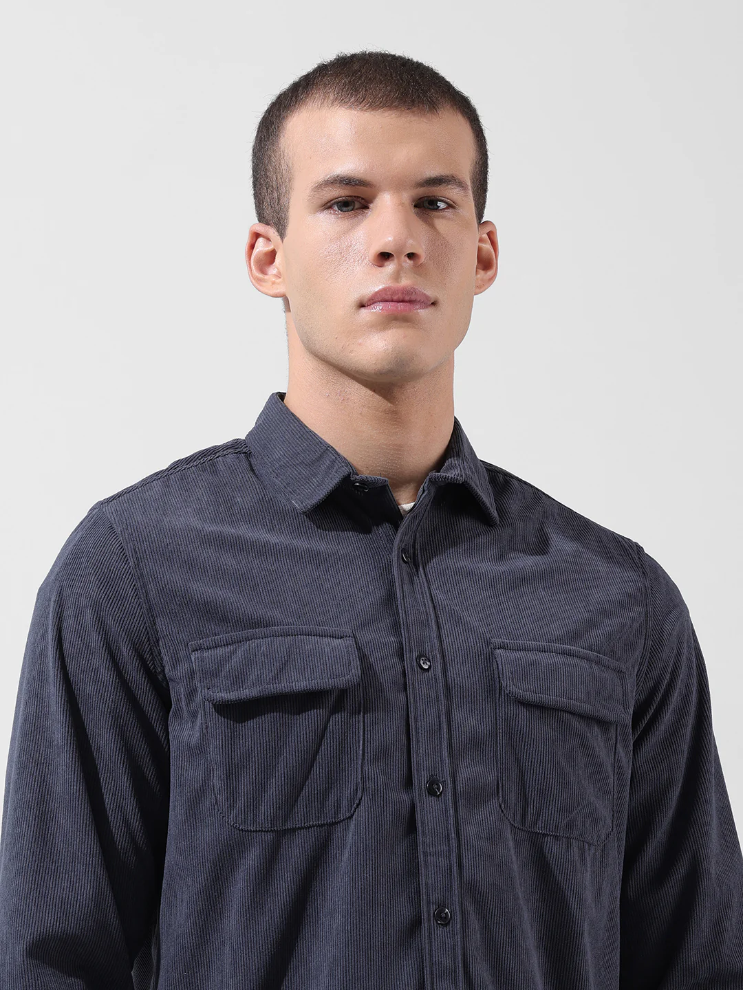Men's Grey Regular Fit Embroided Street Shirt - Image 6