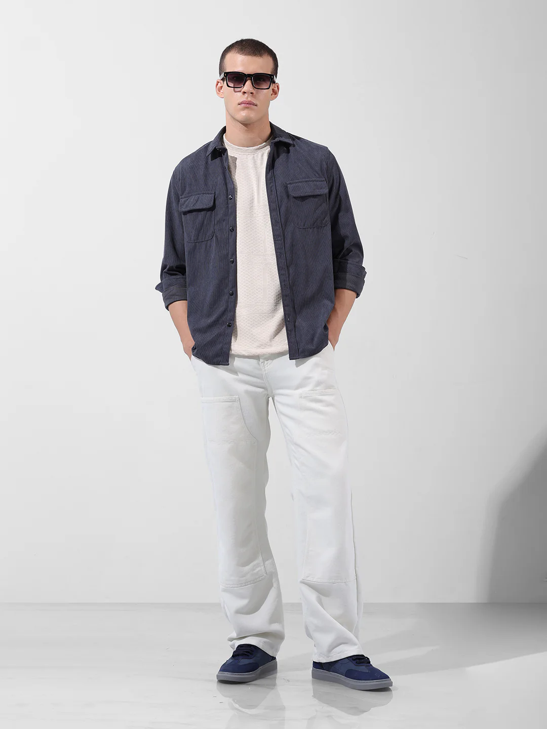Men's Grey Regular Fit Embroided Street Shirt - Image 8