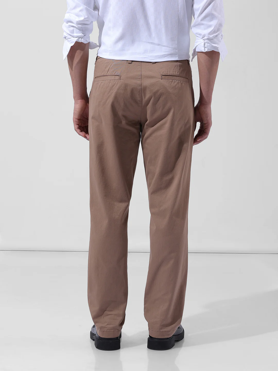 Men's Khaki Regular Fit Solid Casual Chinos - Image 6