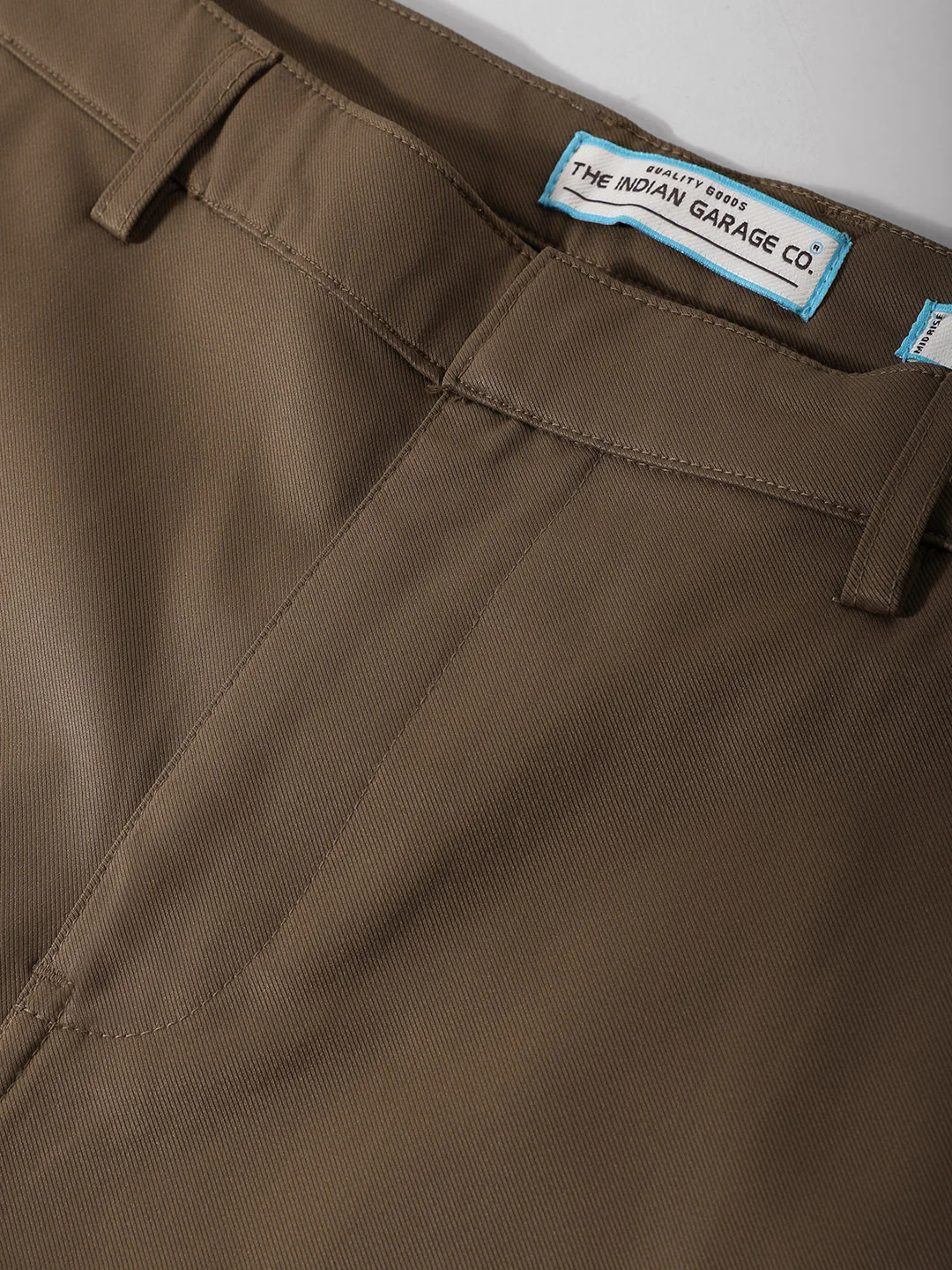 Men's Dark Khaki Regular Fit Solid Casual Trouser - Image 6