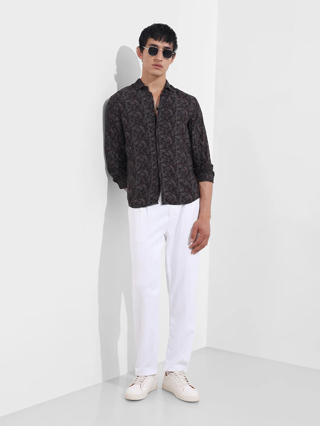 Men's Maroon Regular Fit Printed Print Shirt - Image 2