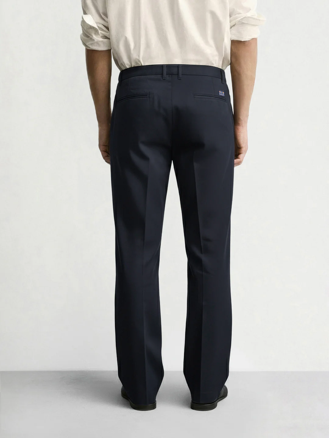 Men's Navy Regular Fit Casual Trousers - Image 2