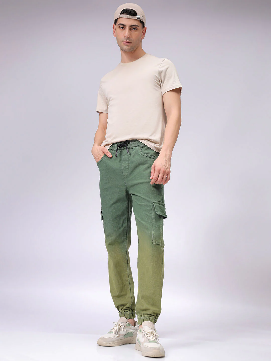 Men's Green Regular Fit Ombre Street Wear Jeans - Image 2
